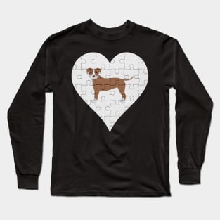 Staffordshire Bull Terrier Heart Jigsaw Pieces Design - Gift for Staffordshire Bull Terrier Lovers Long Sleeve T-Shirt